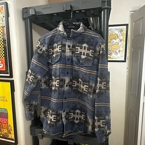 Pendleton Navy and Charcoal Geometric Shirt Jacket